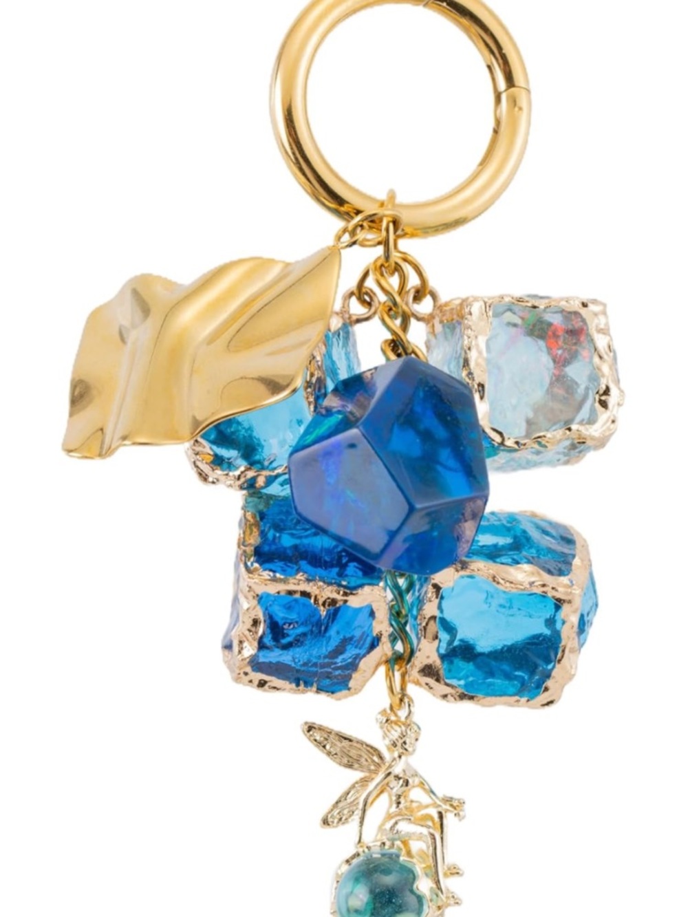 Blue Crystal Cluster Keyring  Bag Charm -COMES BOXED